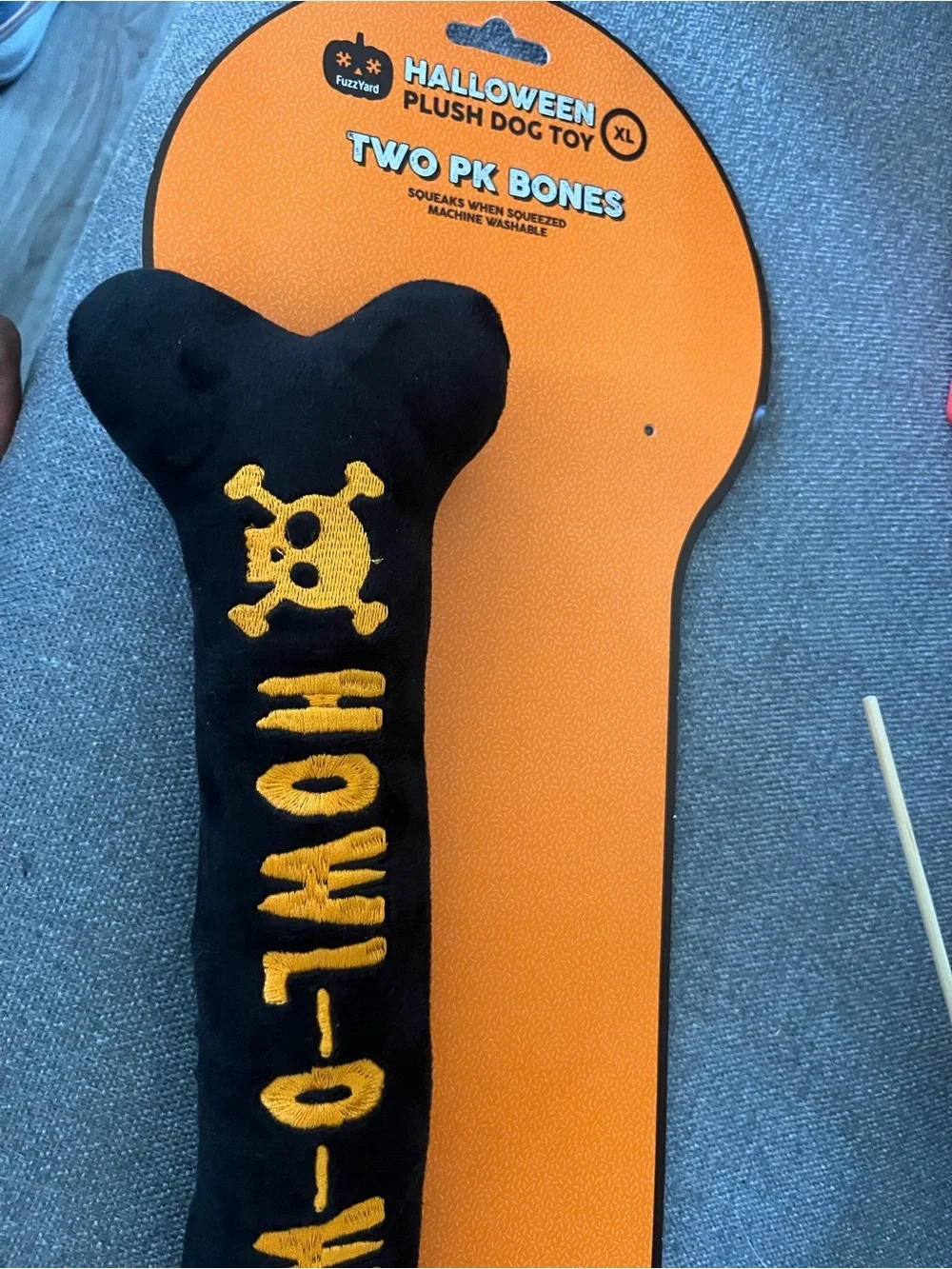 Halloween Black Plush Door Draft Stopper with Orange Embroidery